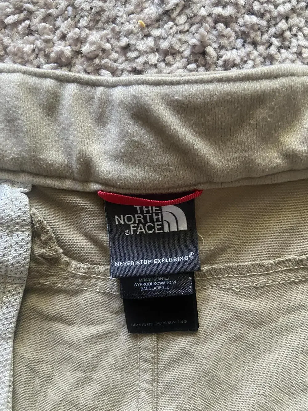 The North Face Shorts Mens 38 Beige Microfiber Hiking Quick Dry Belted Pockets